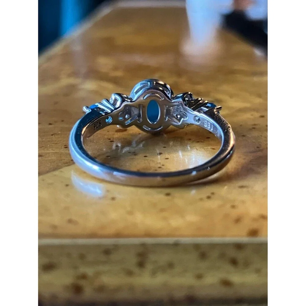 Sleeping Beauty Turquoise Blue Apatite Sterling Silver Ring Size 10